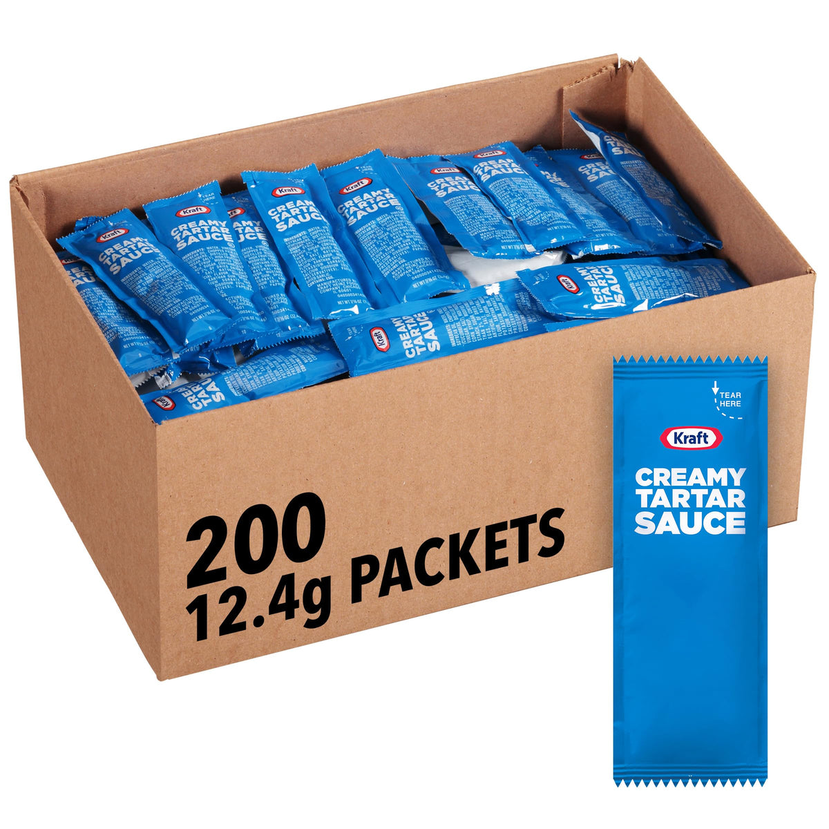 Kraft Creamy Tartar Sauce Packet front view ideal for dipping seafood