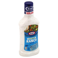 Kraft cucumber ranch dressing bottle, 16 oz, two-pack, ideal for dipping and salads.