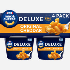 Kraft Deluxe Mac and Cheese Cup Original Flavor, creamy pasta, ready in minutes for quick meals.