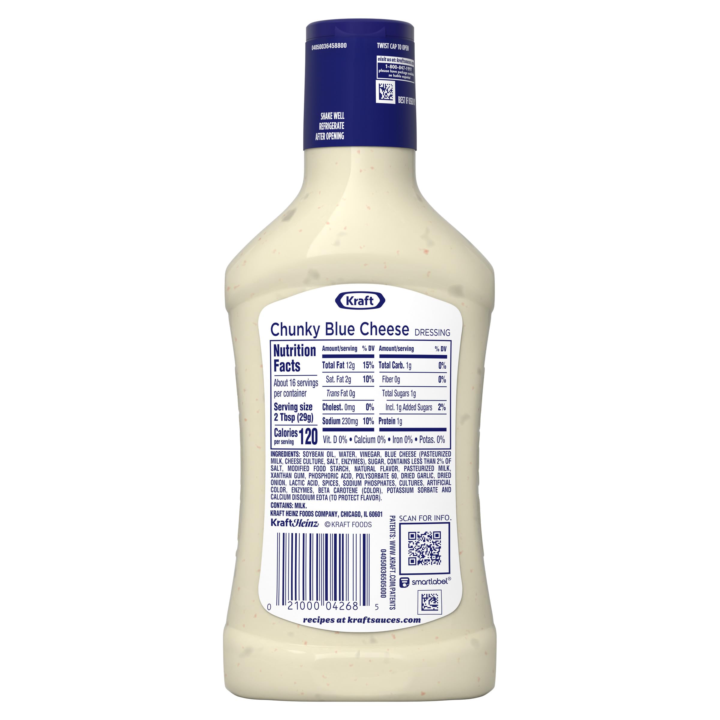 16-ounce Kraft dressing bottle on refrigerator shelf