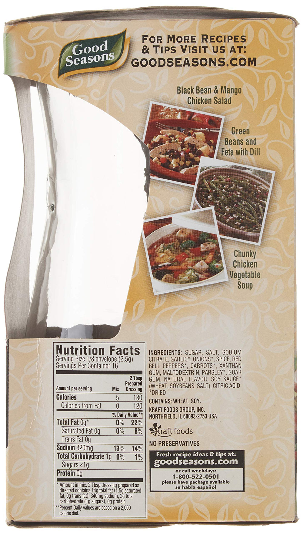 Kraft Foods New Meals Good Seasons Italian Dressing Packets close-up for flavoring greens