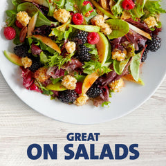 Closeup of raspberries with Kraft Lite Raspberry Vinaigrette