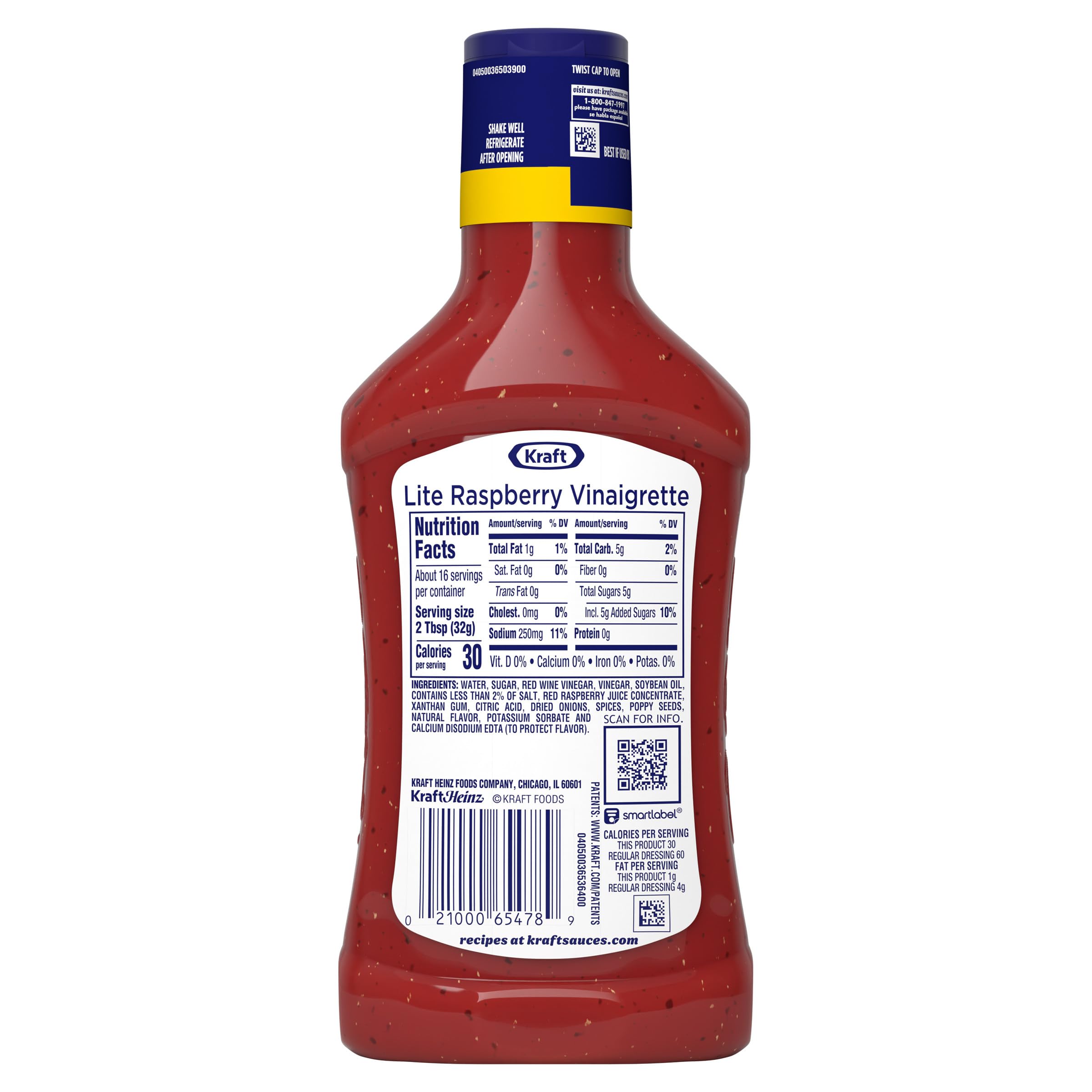 Kraft Lite Raspberry Vinaigrette paired with greens for salad