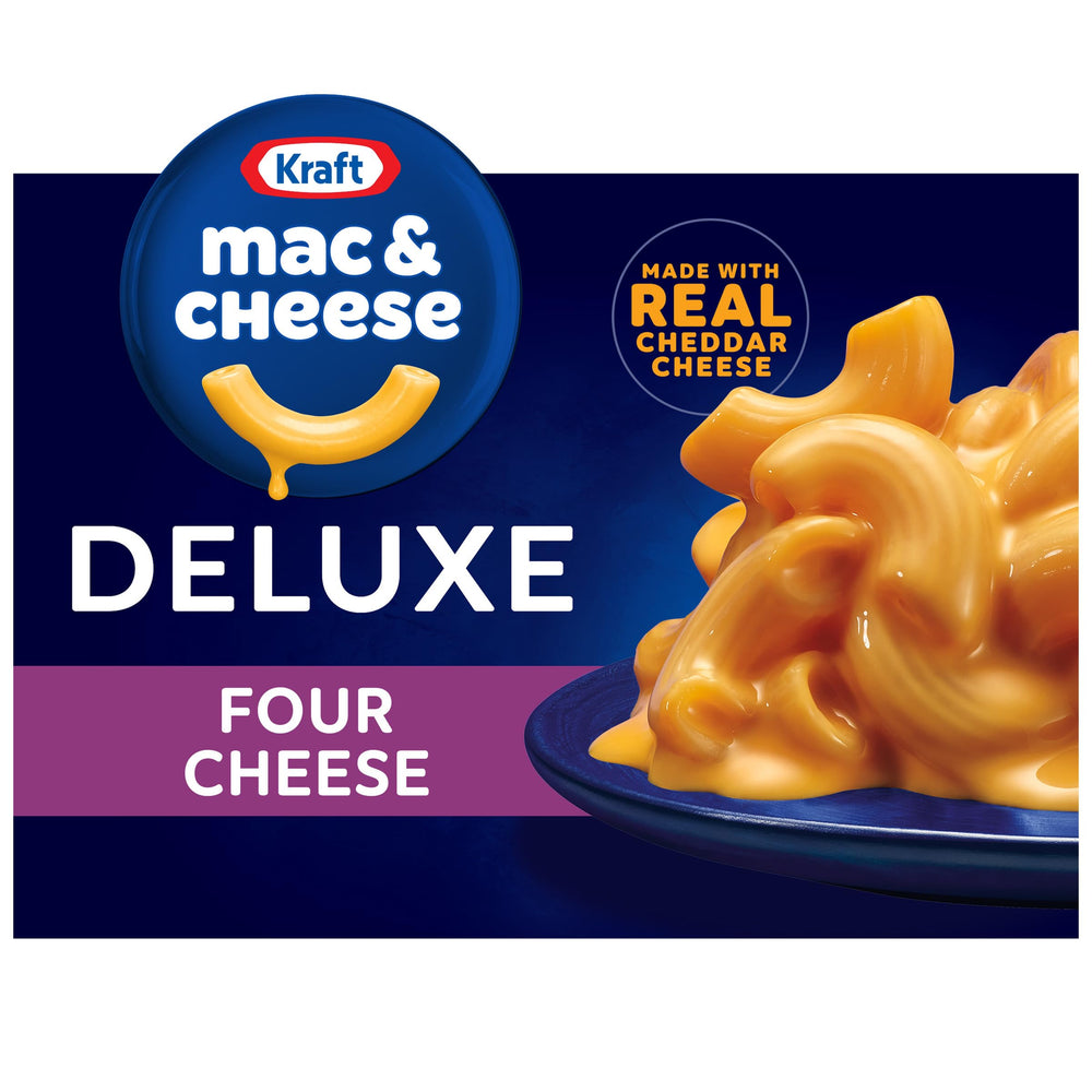 Kraft Mac and Cheese box front showing convenient weeknight dinner option