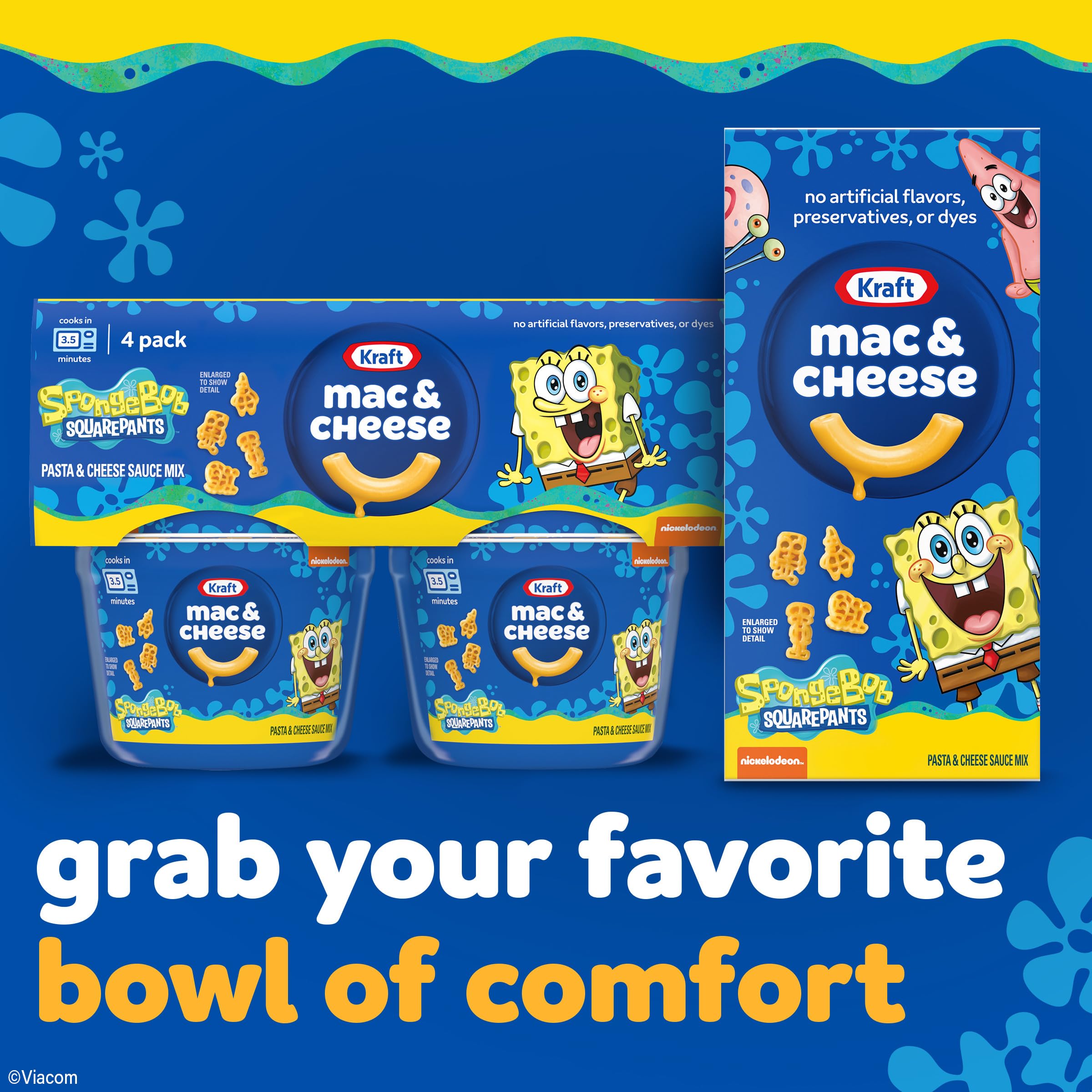 Kraft Mac and Cheese shelf-stable packaging ideal for pantry storage.