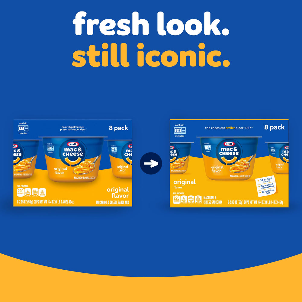 Kraft Mac and Cheese cups include original cheese sauce mix for fast flavor.