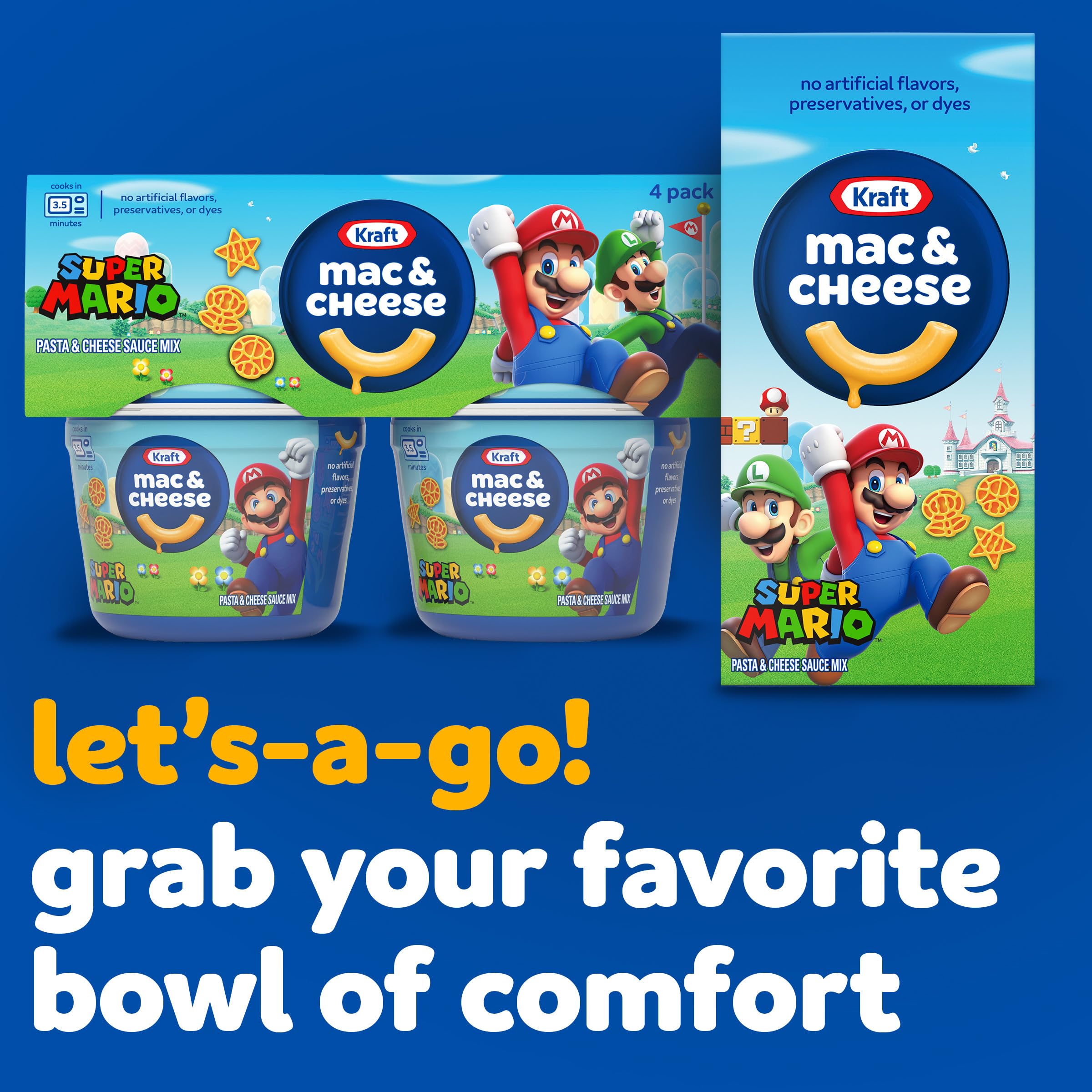 Kraft Mac & Cheese dinner idea with bacon or chicken sides.
