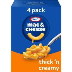 Kraft Mac & Cheese four-box pack front view for quick family dinners.