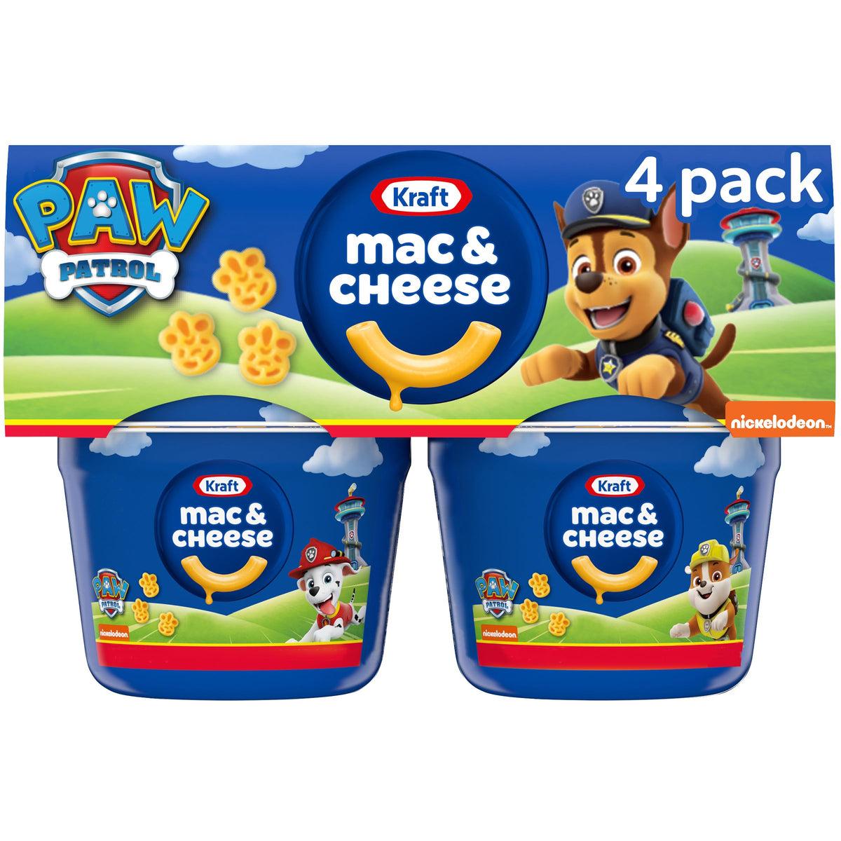 Kraft Mac and Cheese Paw Patrol cups front view for kid-friendly meals