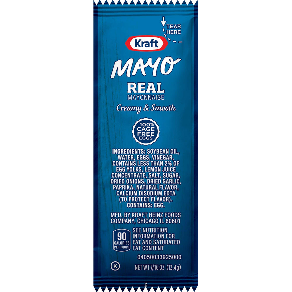 Opened Kraft mayo packet for quick dipping and spreading.