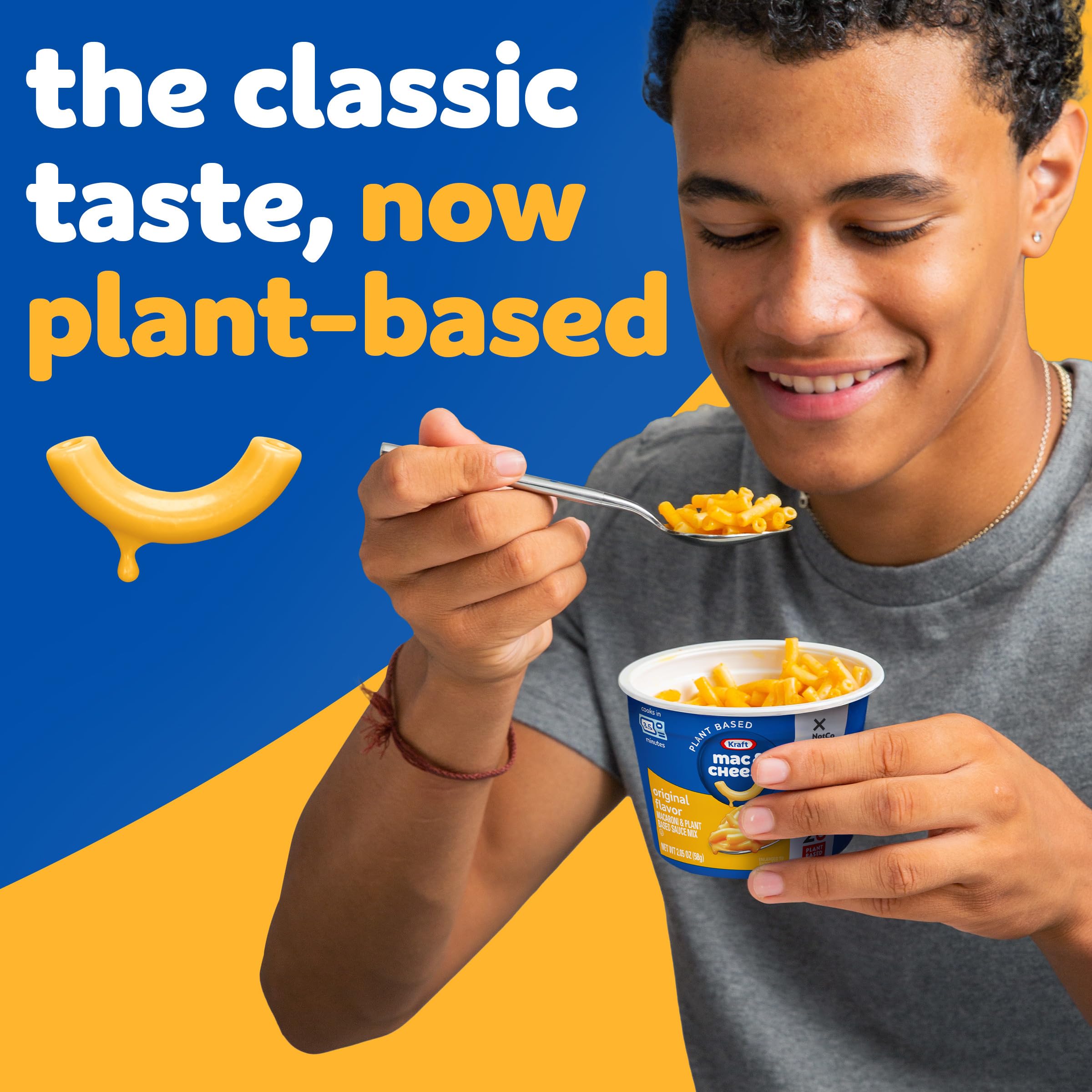 Kraft NotCo Original Mac and Cheese Cup ingredients on label show vegan, no artificial dyes.