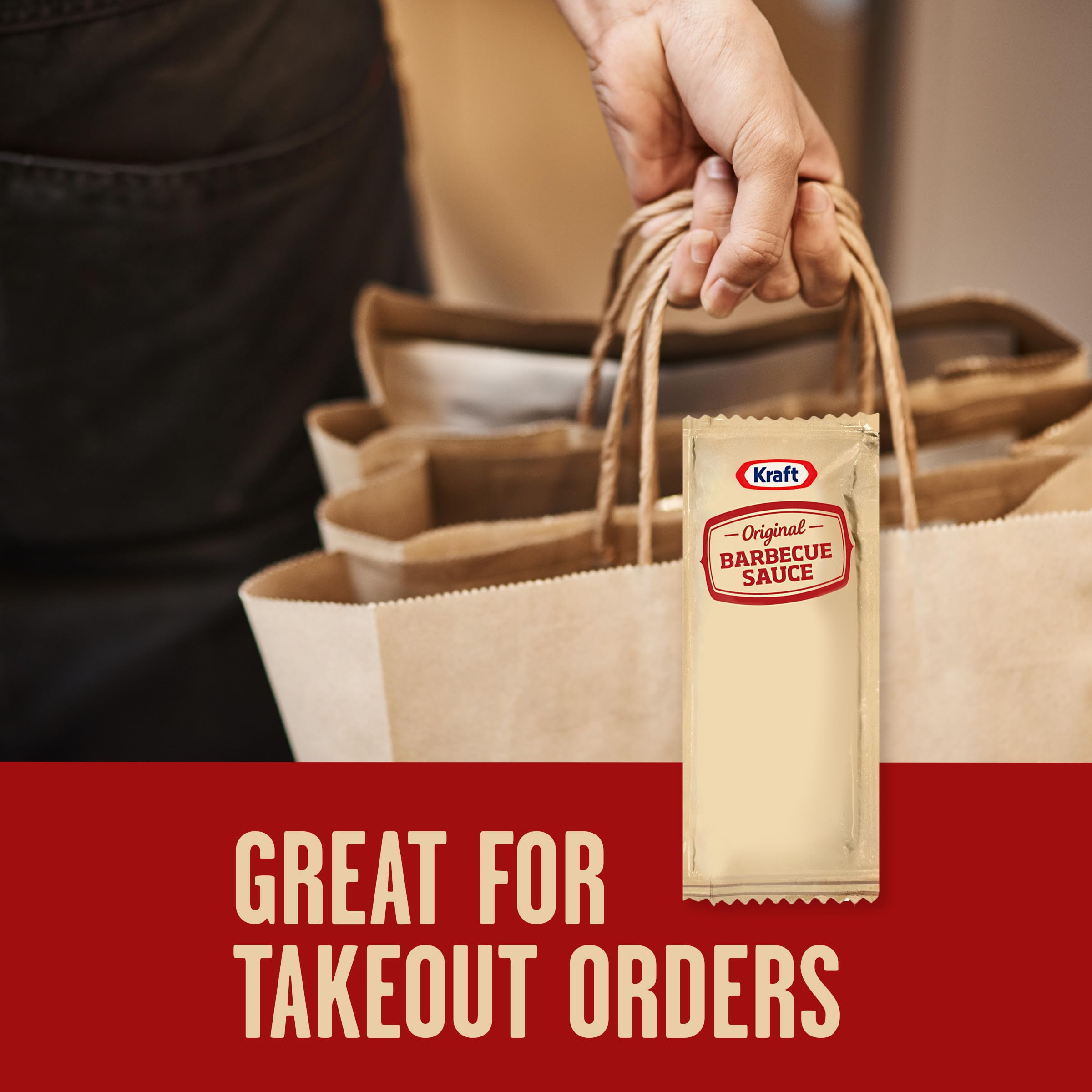 Kraft Original BBQ Sauce packets stacked in bulk for home cooks.