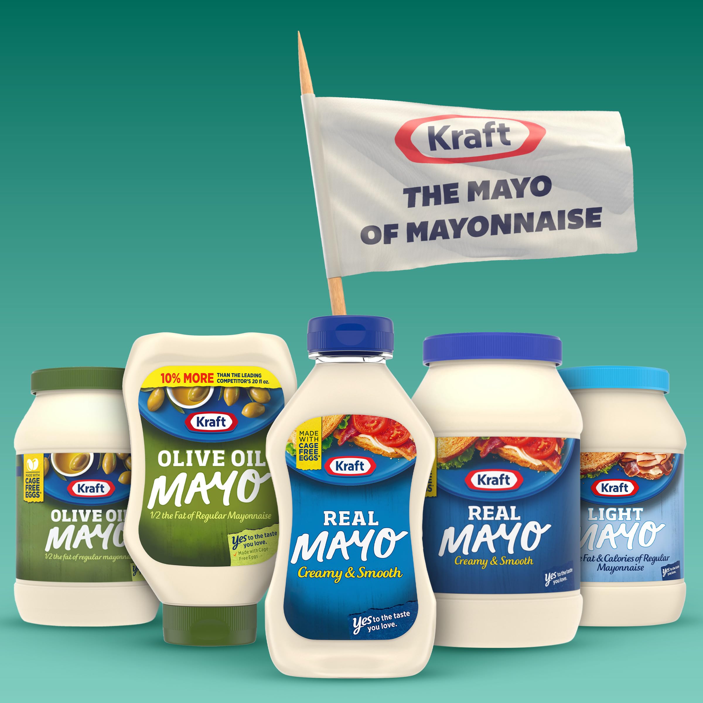 Kraft Real Mayo bottle beside a burger idea for inspiration.