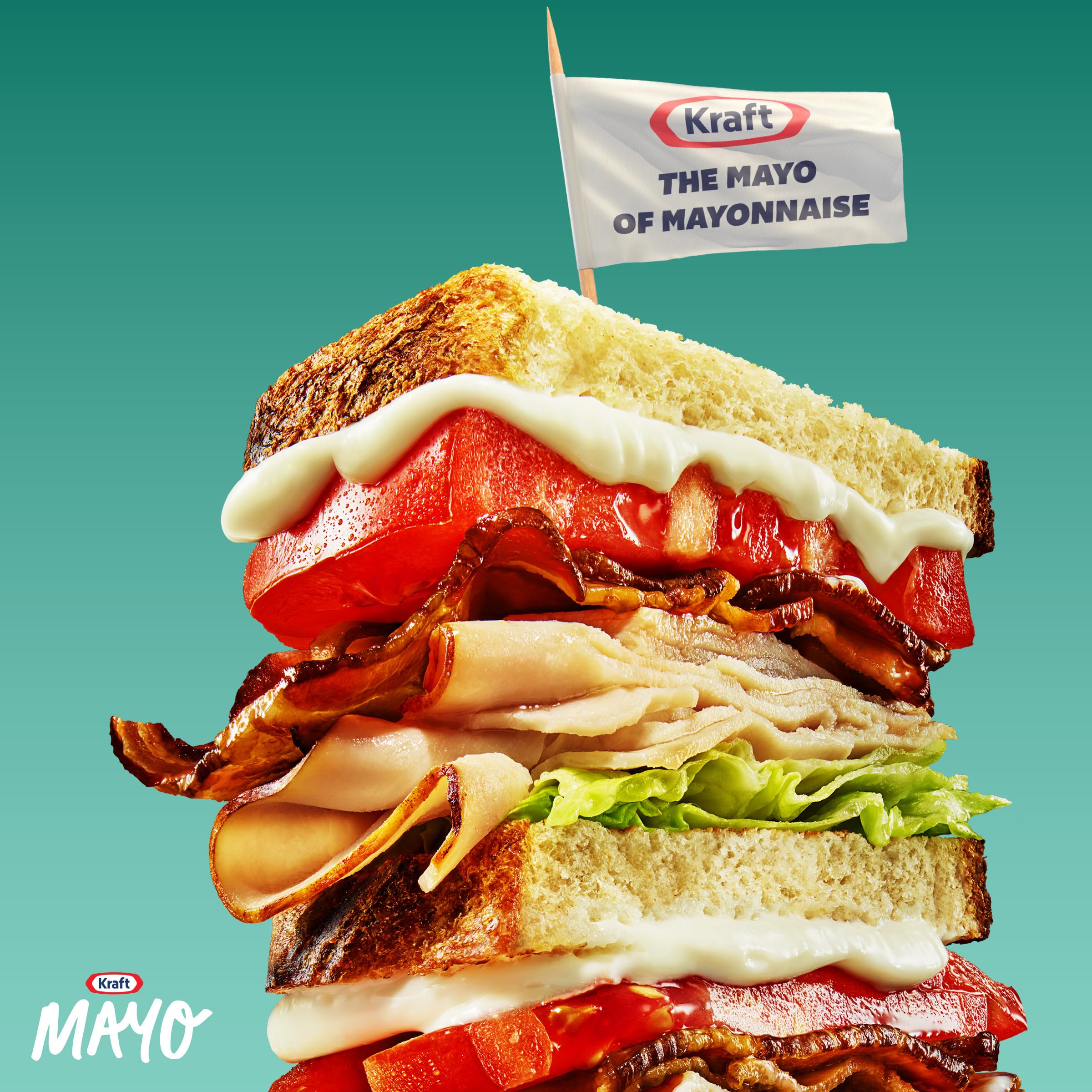 Kraft Real Mayo on a sandwich demonstrating savory enhancement for lunch.