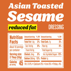 Kraft Reduced Fat Asian Toasted Sesame dressing pours over a fresh salad