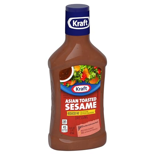 Kraft Reduced Fat Asian Toasted Sesame dressing poured over a noodle bowl