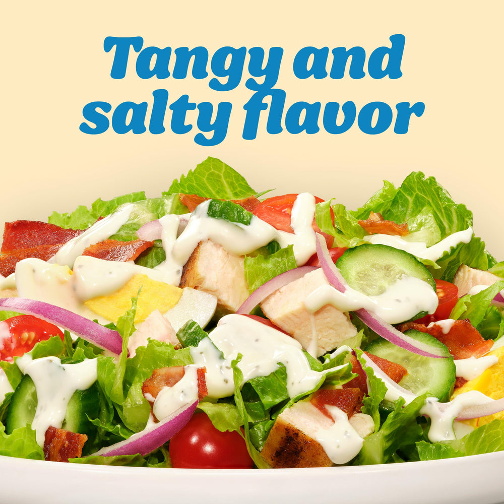 Dipping scene with Kraft Roka Blue Cheese Dressing for veggies or wings.