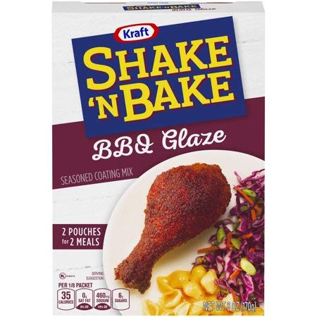 Kraft Shake 'n Bake BBQ Glaze box front for quick, flavorful coating.