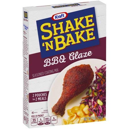 Kraft Shake 'n Bake BBQ Glaze packet with dry mix for easy seasoning.