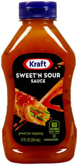 Kraft Sweet'N Sour Sauce 12 oz bottle for easy squeezing and dipping.