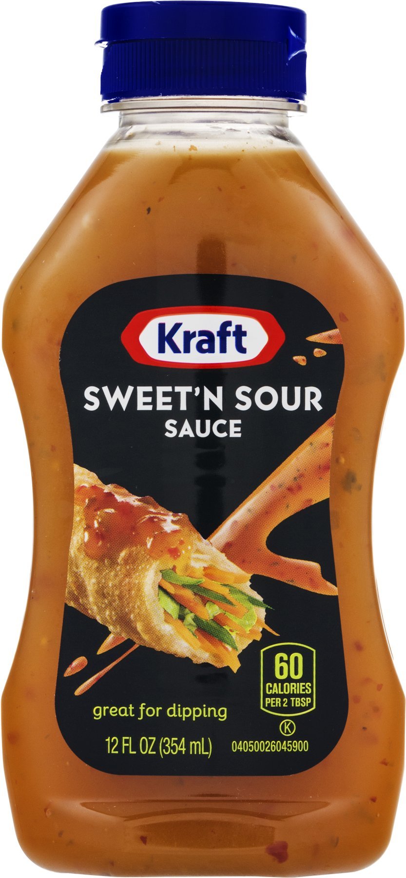 Kraft SweetN Sour Sauce bottle front, squeezable packaging for quick dips.