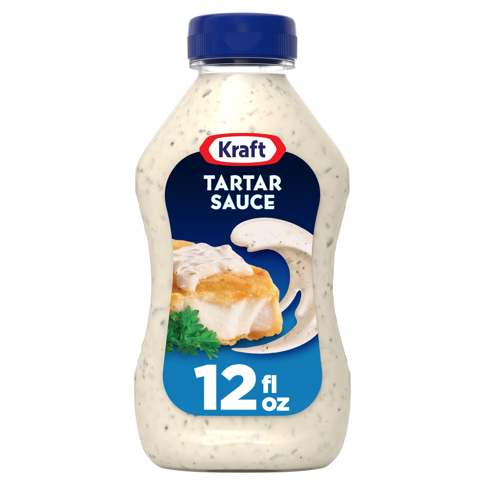 Kraft Tartar Sauce bottle ready to squeeze for seafood flavors.