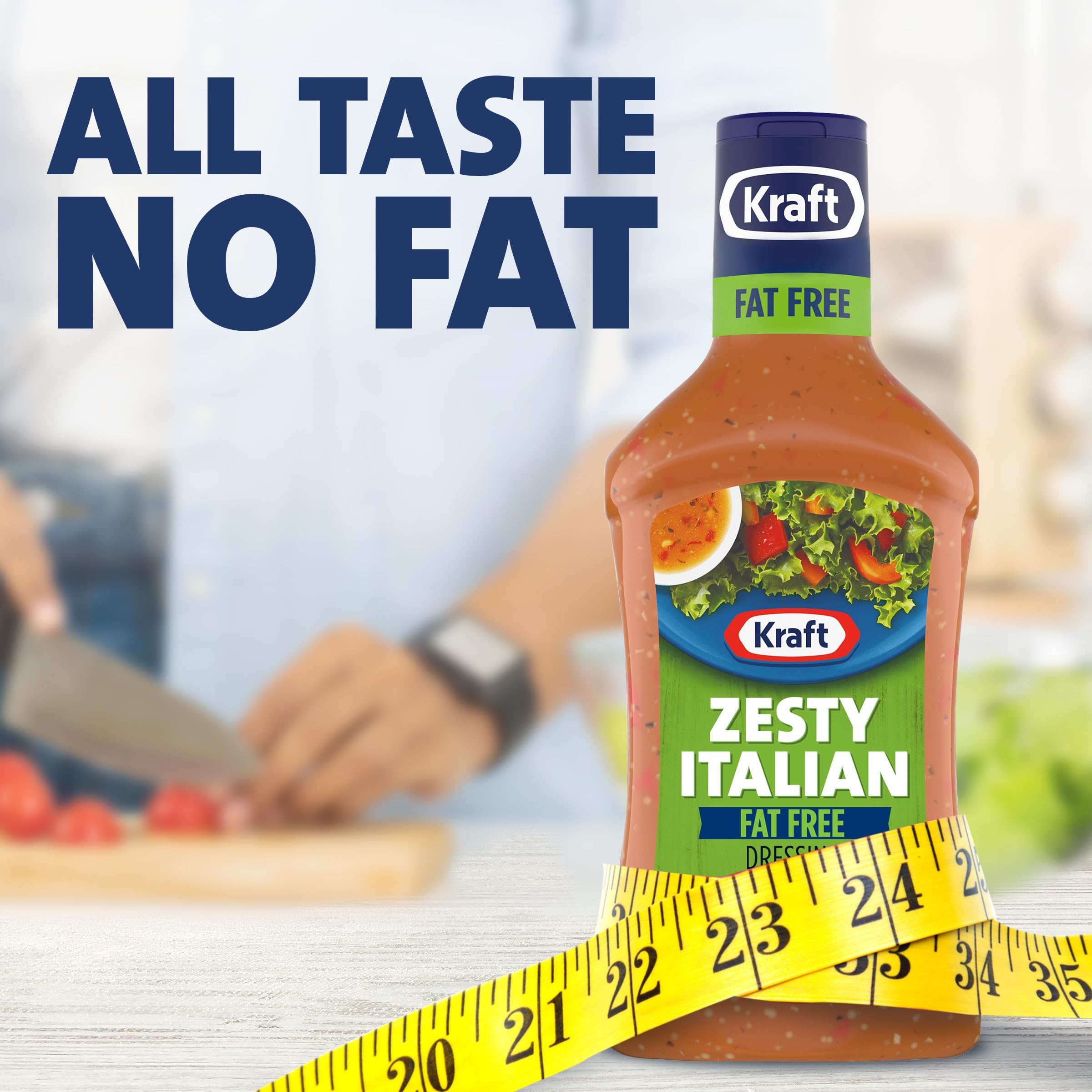 Kraft Zesty Italian Fat Free dressing on a sandwich.