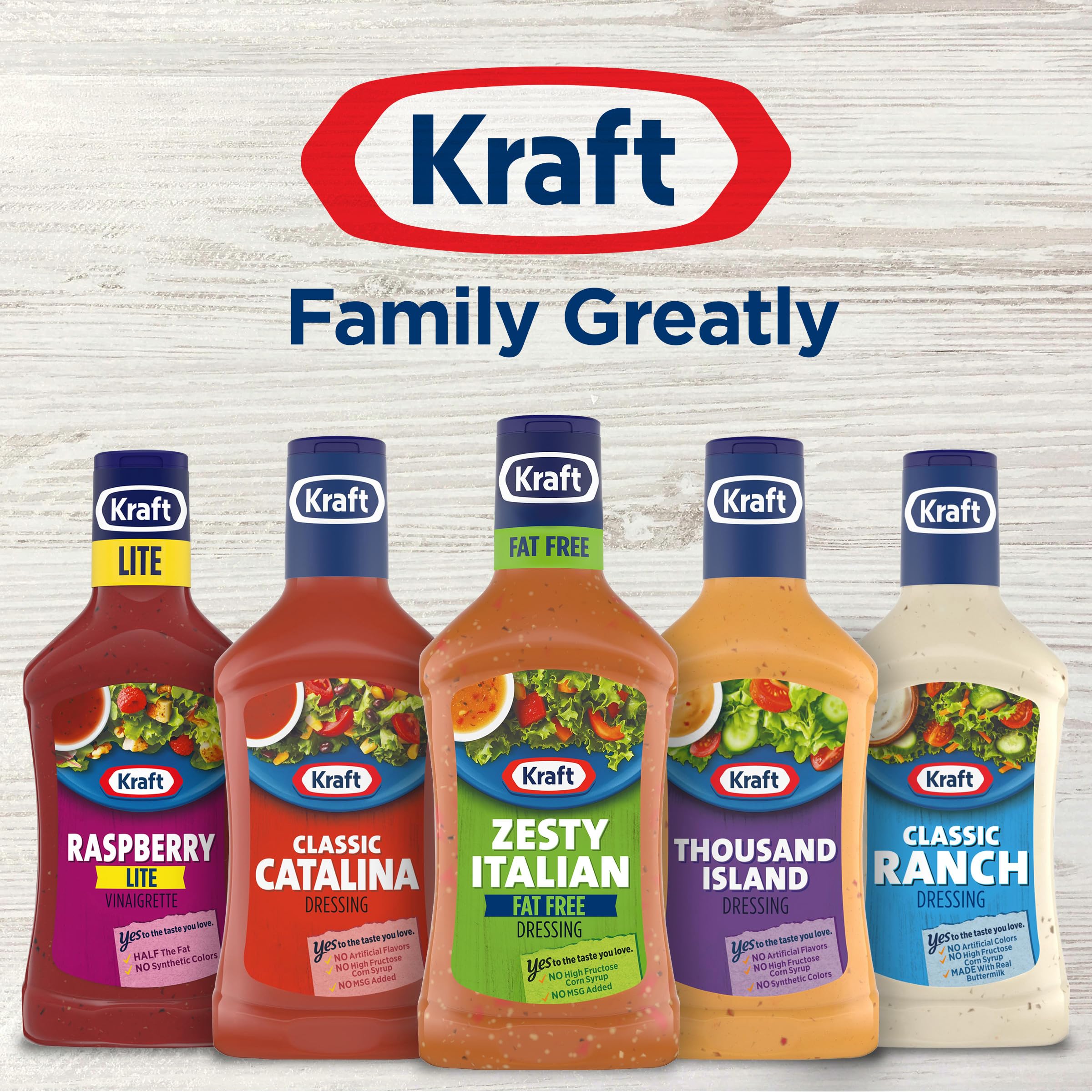 Kraft Zesty Italian Fat Free dressing on pasta salad.