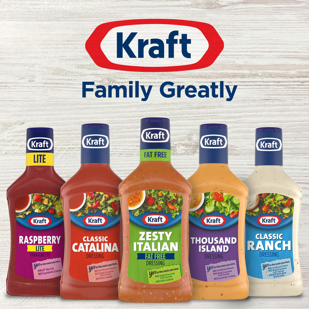 Kraft Zesty Italian Fat Free dressing on pasta salad.