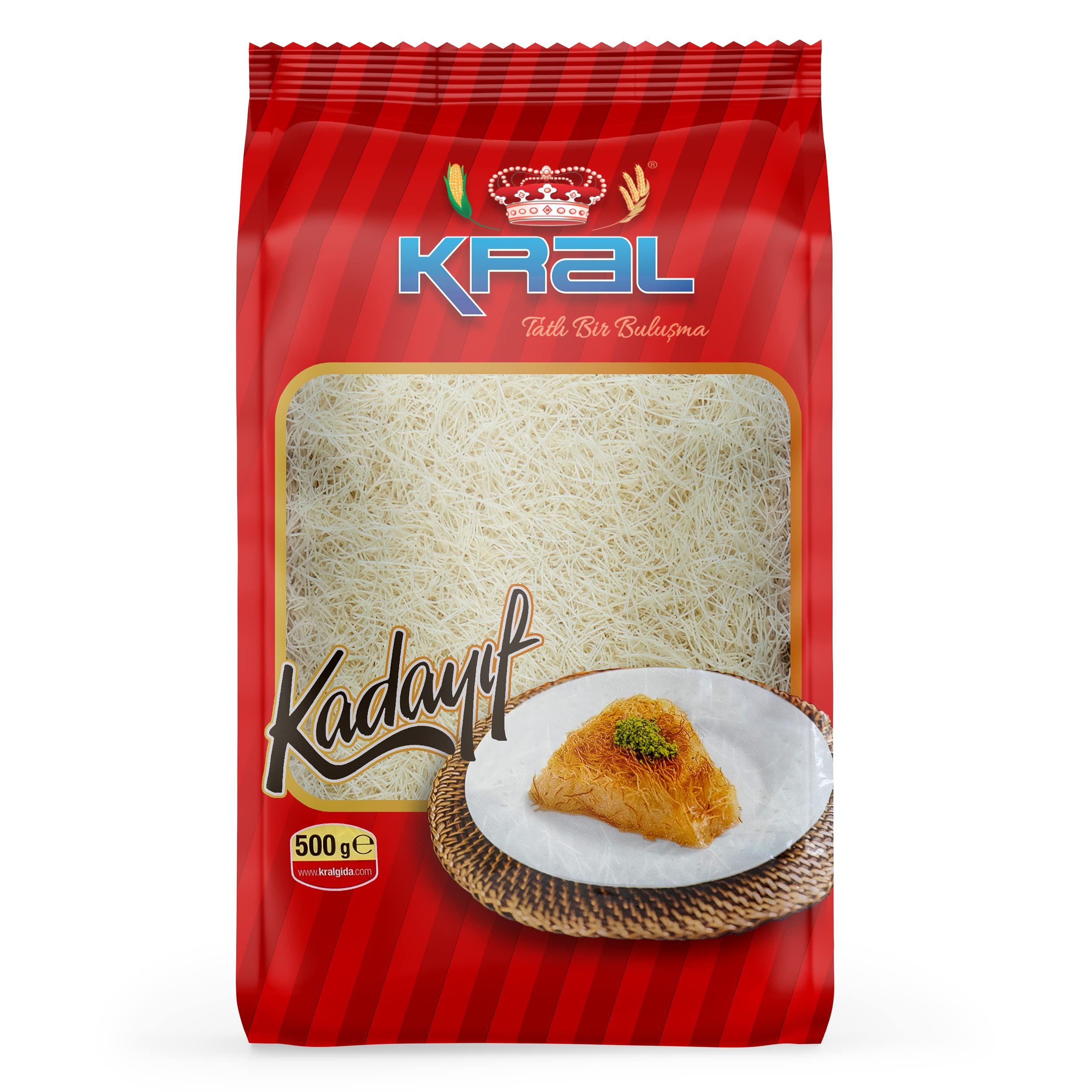 Kral Kataifi packaging 500g, authentic Turkish kadayif for kunefe and baklava