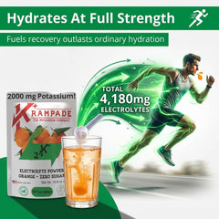 Krampade bottle label close-up highlights electrolyte content per serving