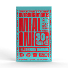 Kreatures of Habit Meal One overnight mix in a premium protein shake for busy mornings.