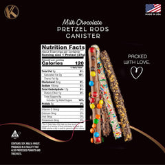 KREMERY milk chocolate pretzel with colorful sprinkles, festive and delicious