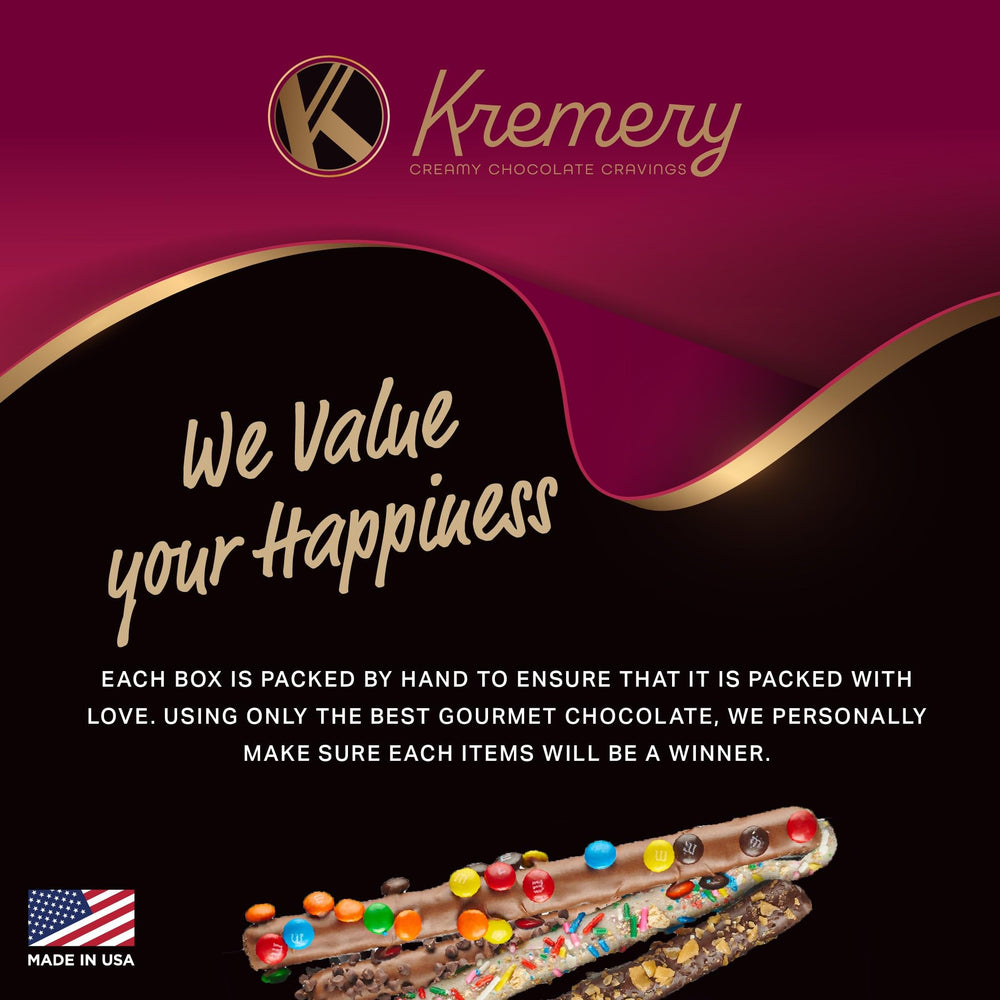 KREMERY chocolate-covered pretzels ready for sharing