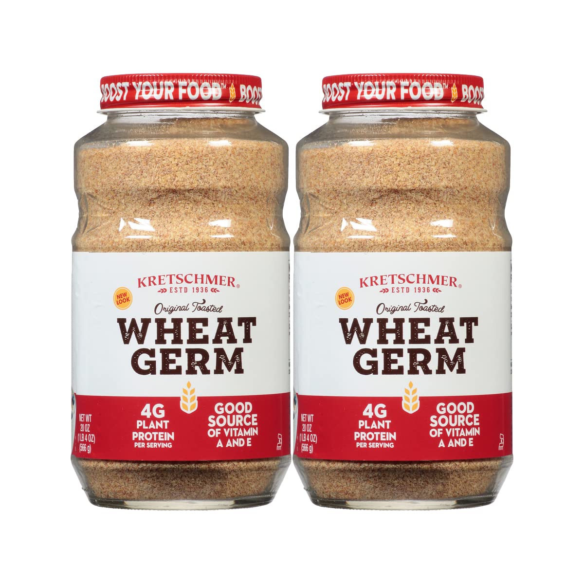 Kretschmer Original Toasted Wheat Germ jar on shelf, ideal for smoothies.