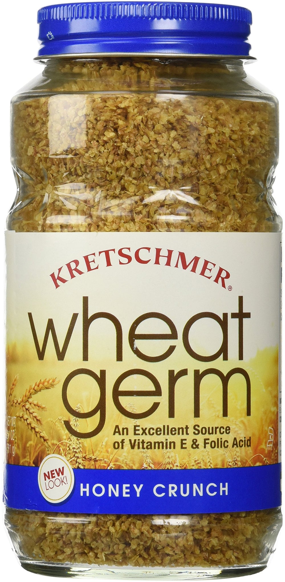 Kretschmer Wheat Germ Honey Crunch tub front reveals nutty crunch