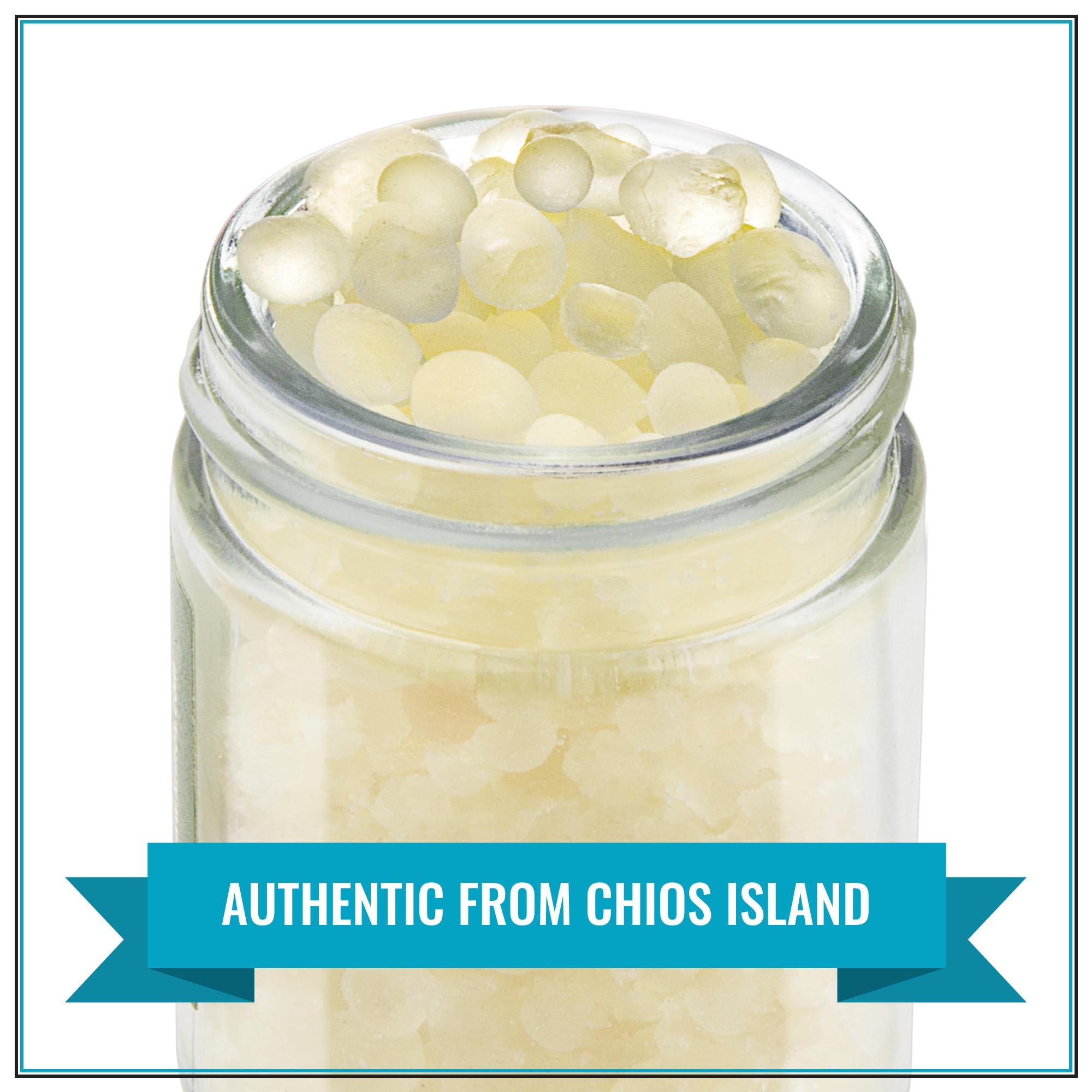 Krinos Mastic Gum pine flavor highlighted, ideal for desserts and savory toppings.