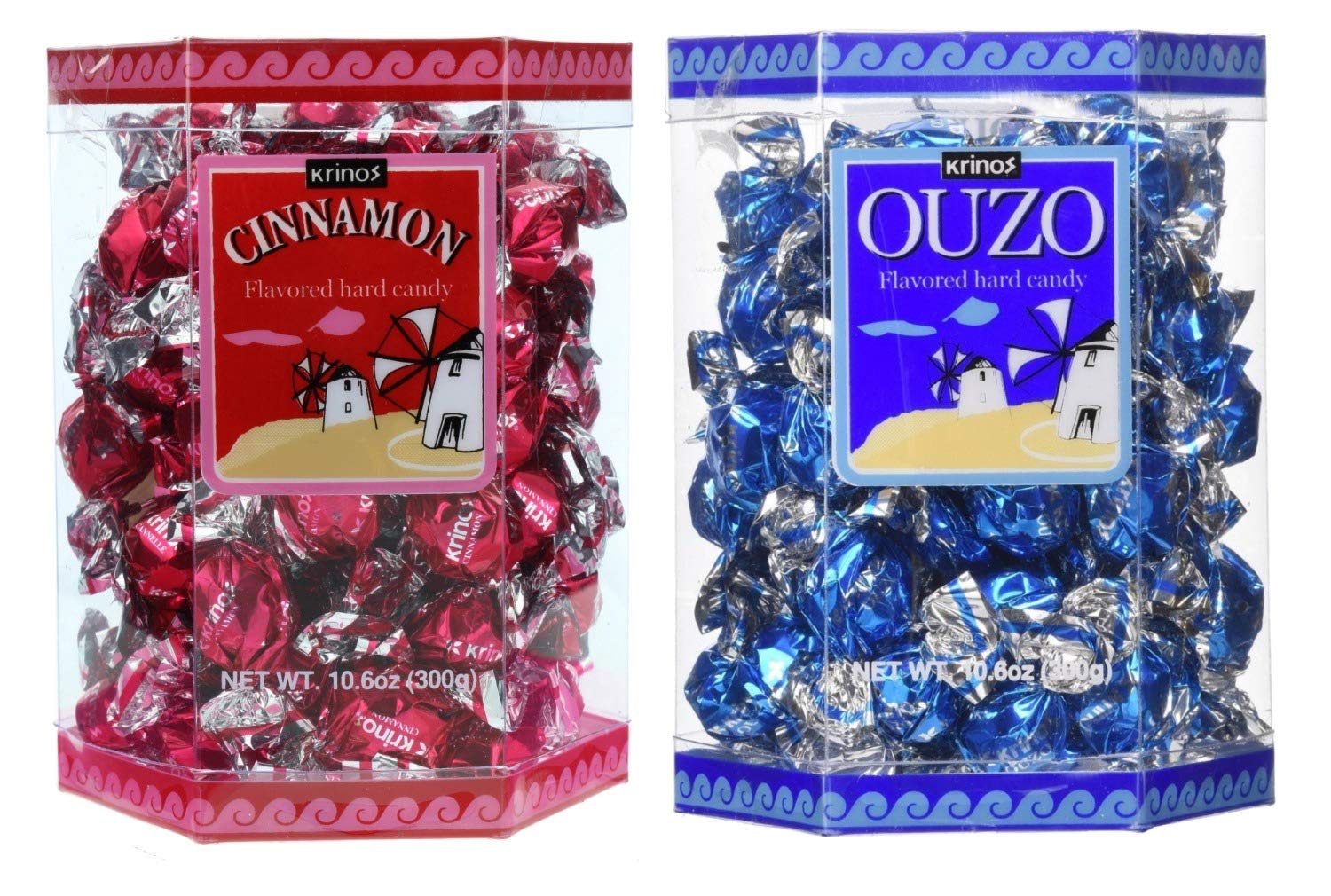 Krinos Ouzo Candy Cinnamon Licorice hard candy with all natural flavors, perfect after-dinner treat.