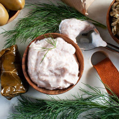 Krinos Taramosalata with crackers, ideal quick appetizer.