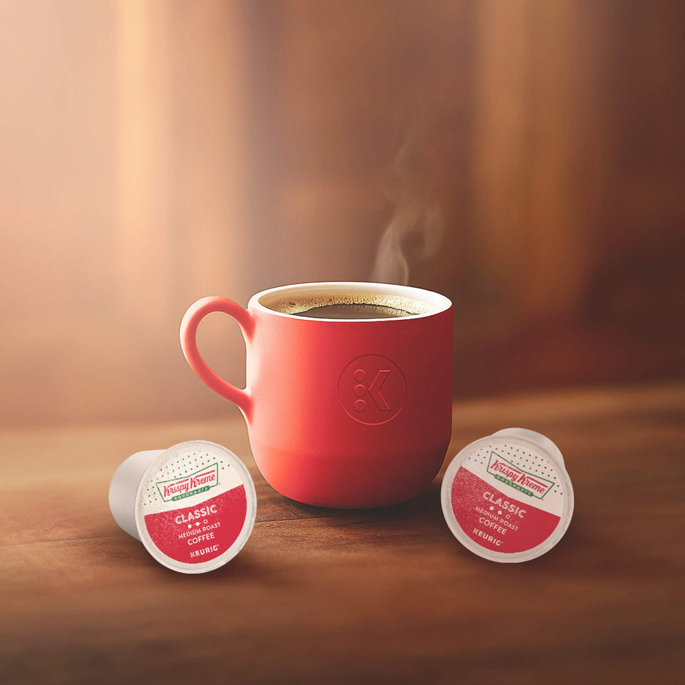 Krispy Kreme Classic K-Cup box on kitchen counter.