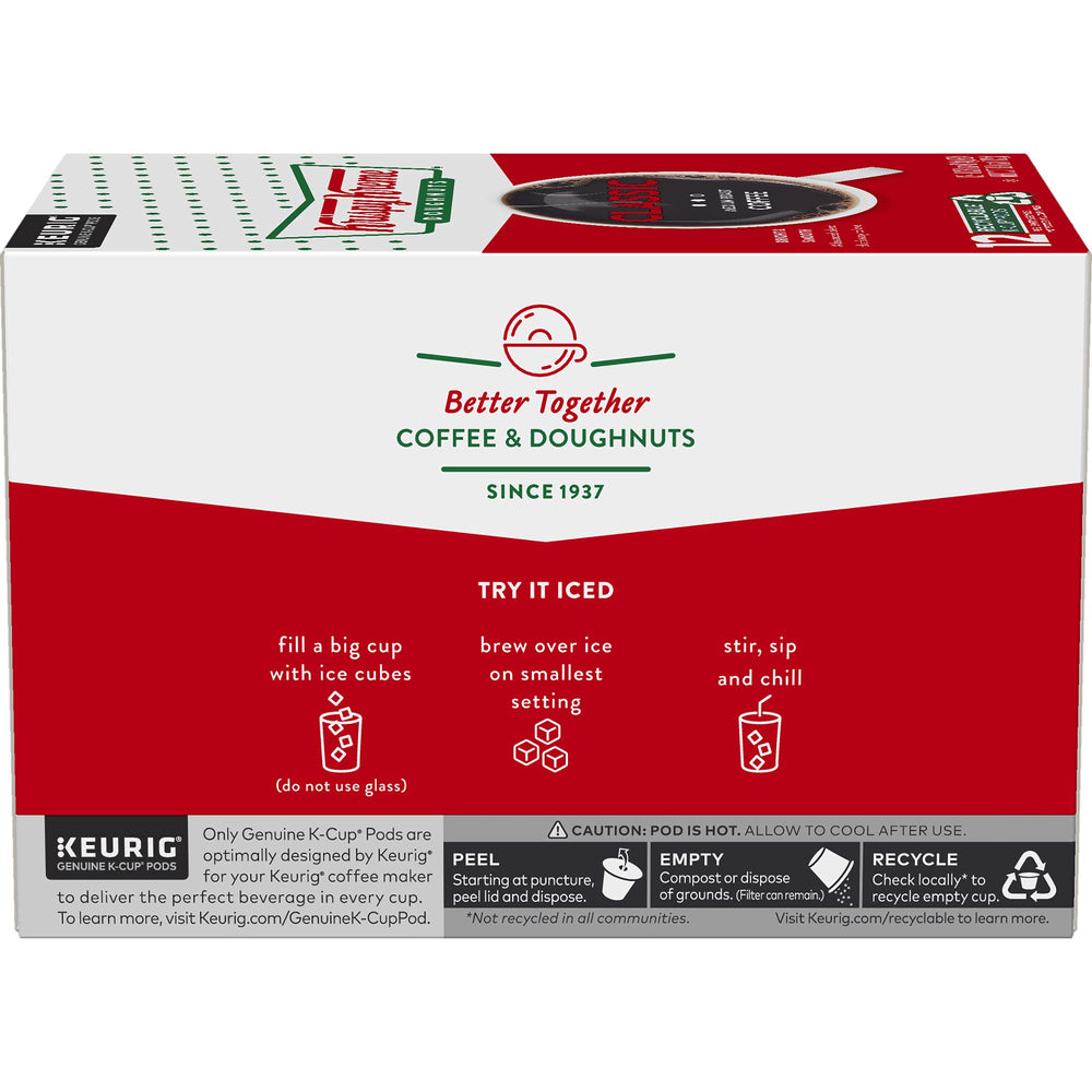 Krispy Kreme Classic coffee pod in box encourages convenient, mess-free mornings.
