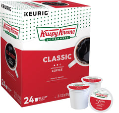 Krispy Kreme Classic coffee pods front view for Keurig brewing.