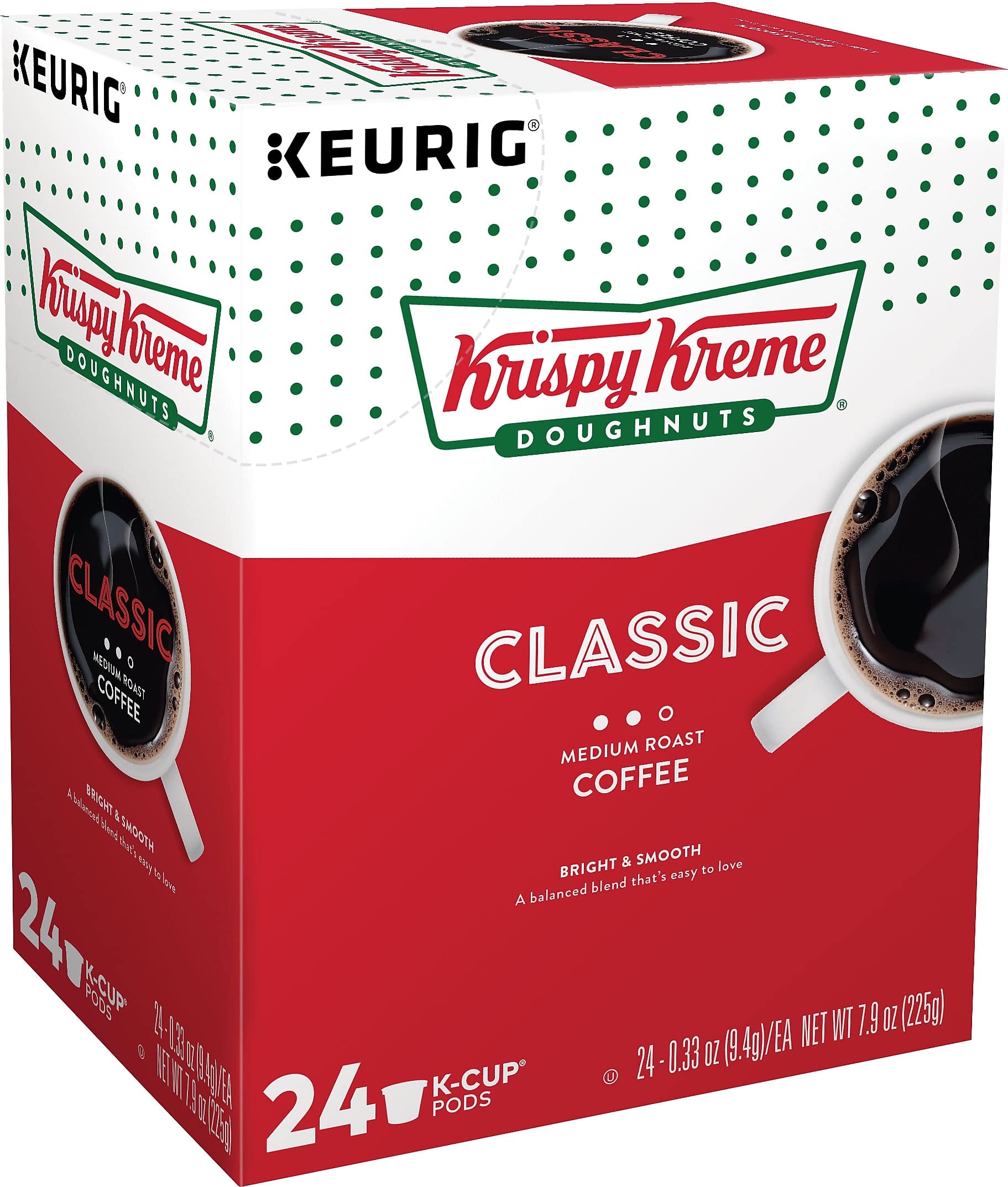 Krispy Kreme Classic coffee pod steaming cup demonstrates rich aroma.