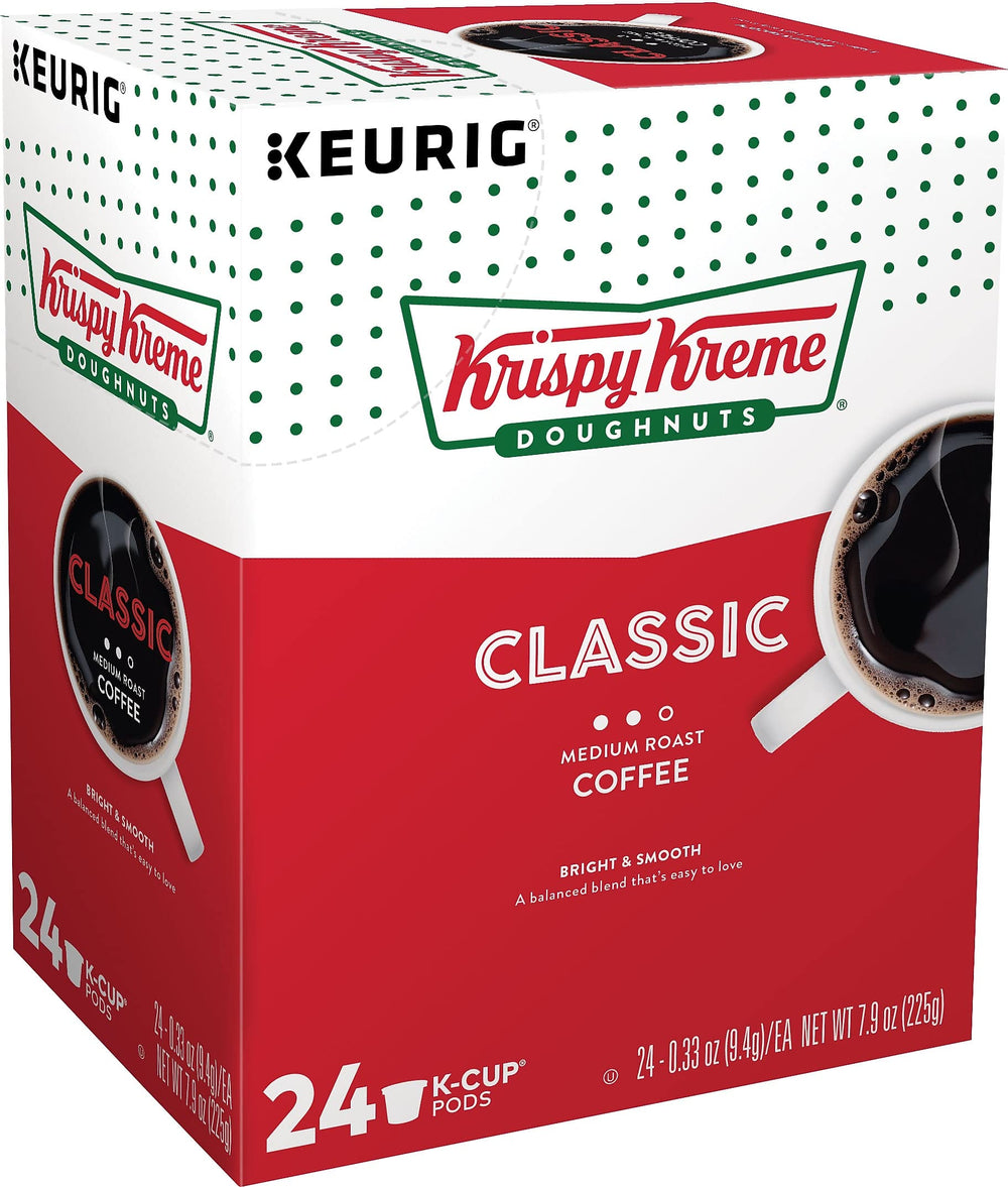 Krispy Kreme Classic coffee pod steaming cup demonstrates rich aroma.