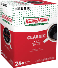 Krispy Kreme Classic coffee pod steaming cup demonstrates rich aroma.
