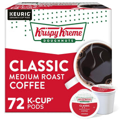 Krispy Kreme Classic coffee pods pack shot showing six boxes and a bold morning ritual