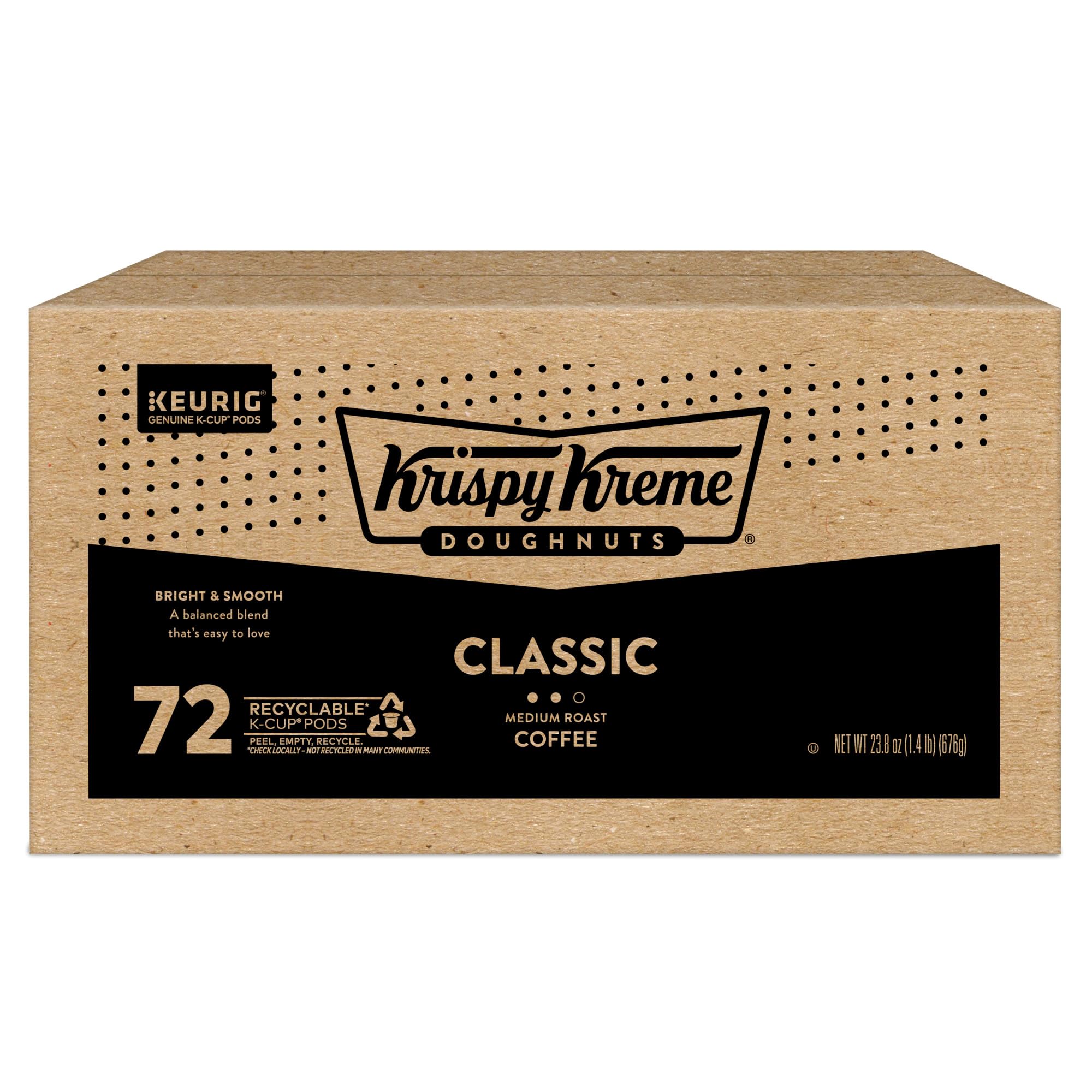Six-pack display of Krispy Kreme Classic coffee pods for easy stocking