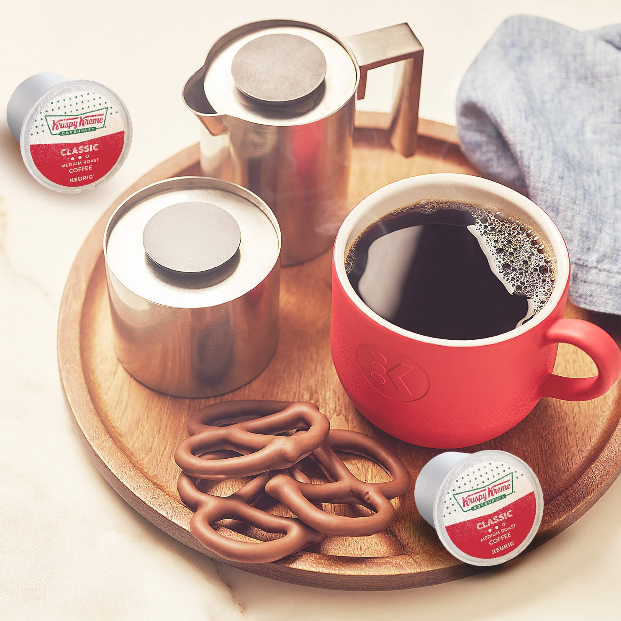 Krispy Kreme Classic Coffee pods displayed for quick brews.