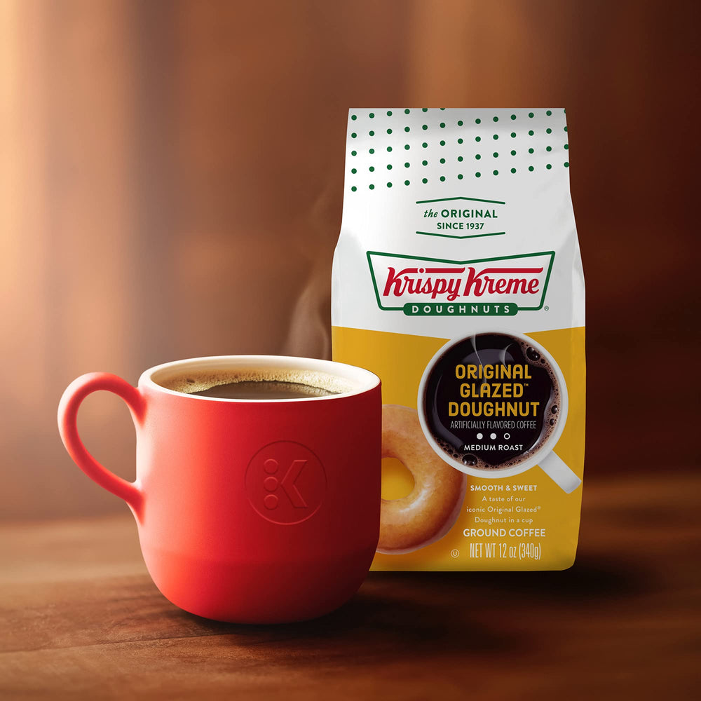 Roasted Krispy Kreme coffee beans detail for flavor clarity
