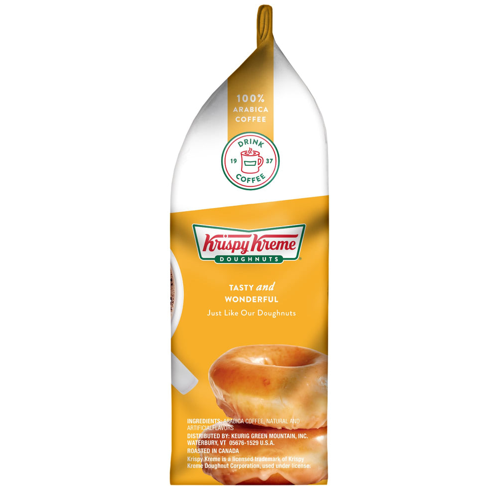 Aromas of Krispy Kreme Original Glazed Donut coffee in jar and cup